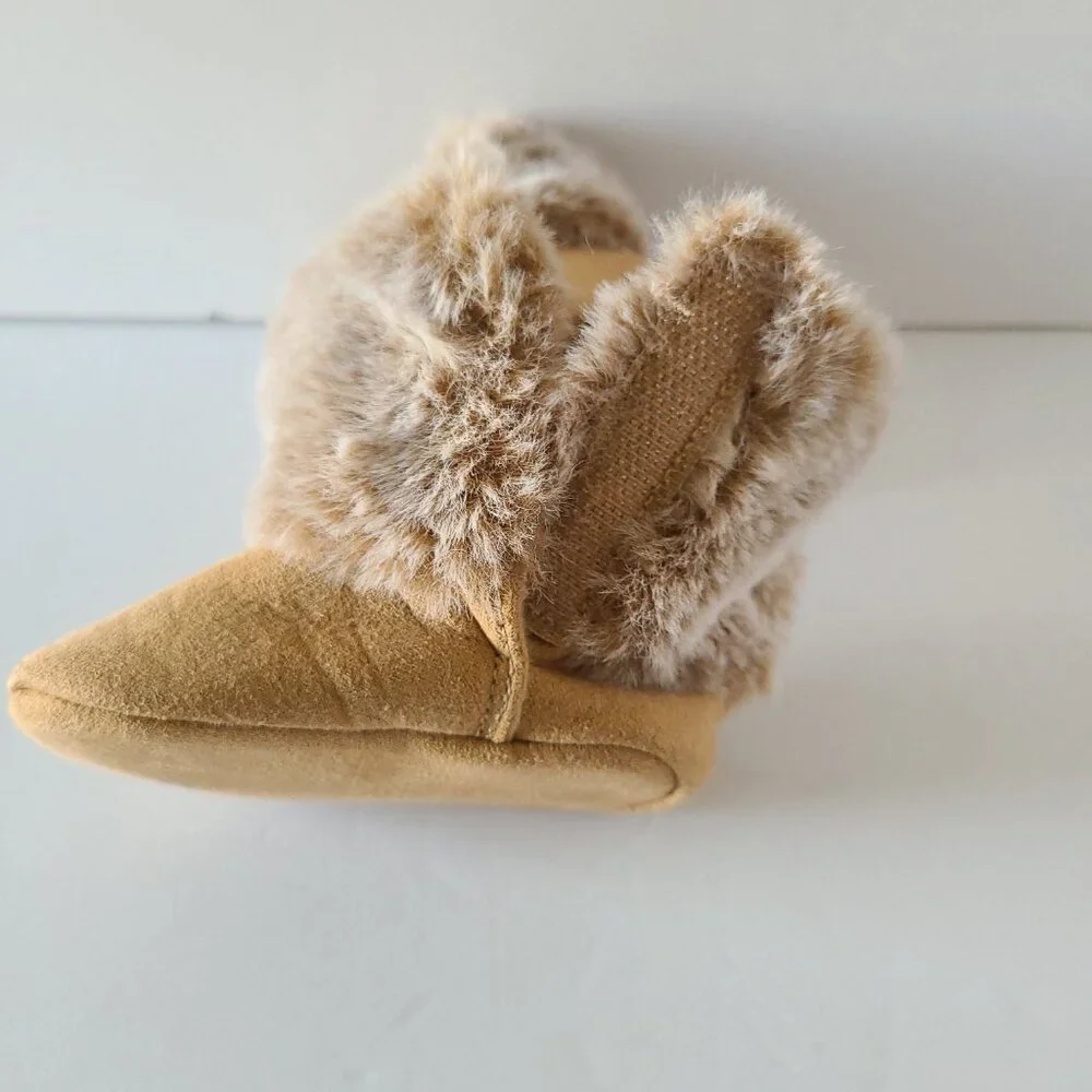 FIRST STEP TAN FAUX FUR BOOT BABY GIRL 3 TO 6 MONTHS